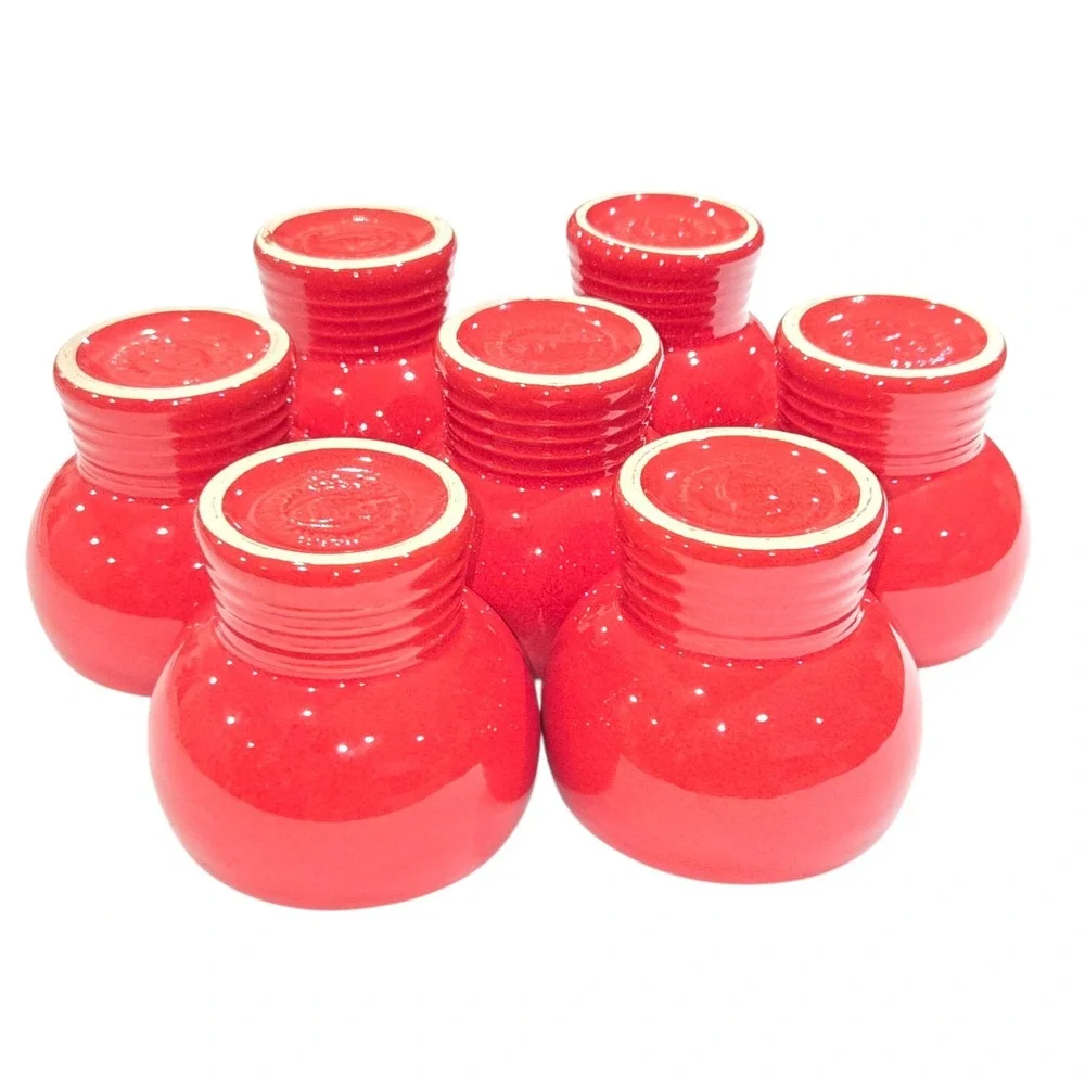 Waechtersbach West Germany Vintage Red Ceramic Goblet Set of 7‎ MCM Cups Chalice
